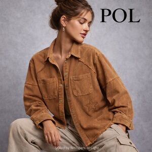 ✨ POL Star Embroidered Corduroy Shacket – Size Small ✨